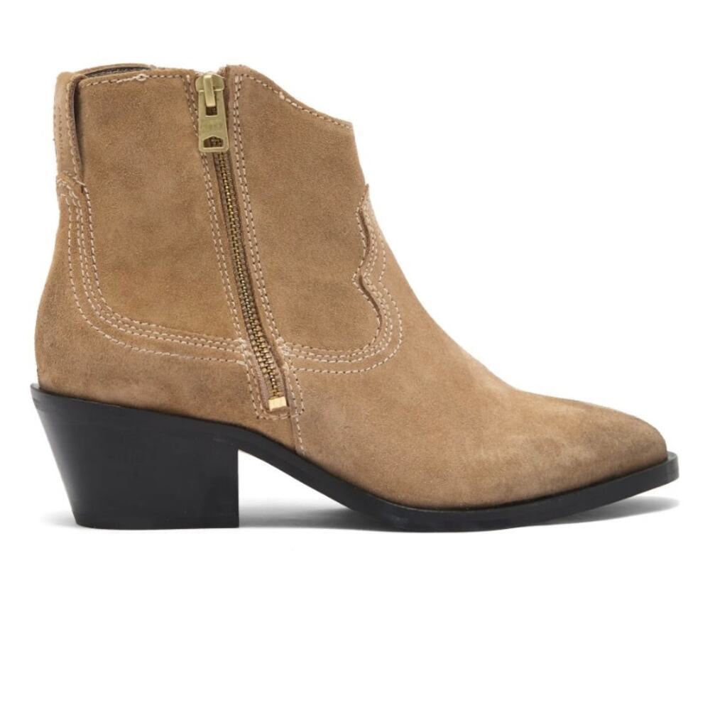Allsaints Carlotta Ankle Bootie Size 7 Desert Suede Boot Side Zip Western